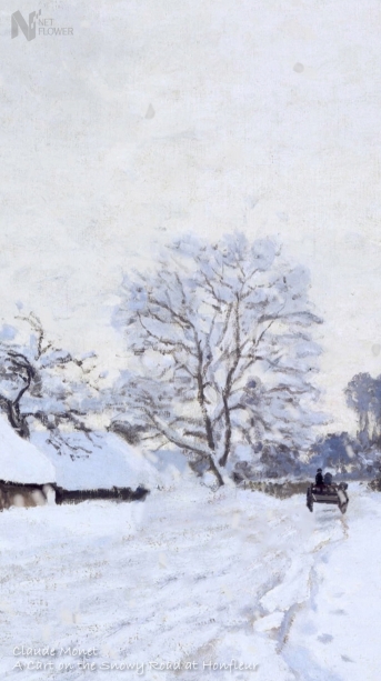 A Cart on the Snowy Road at Honfleur